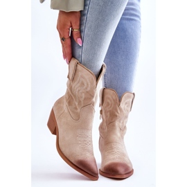 PG1 Stivali da cowboy in camoscio beige Klaira 1