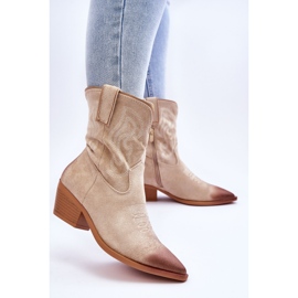 PG1 Stivali da cowboy in camoscio beige Klaira 2