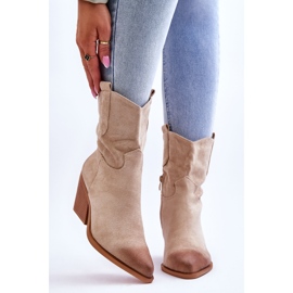 PG1 Stivali da cowboy in pelle scamosciata beige di Siviglia 1