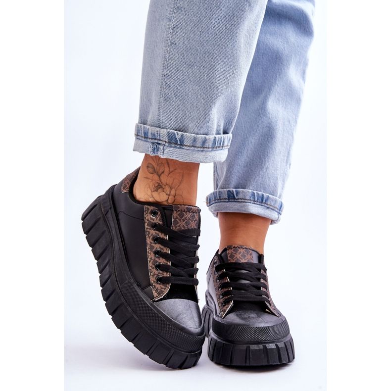 PG1 Sneakers da donna in pelle con plateau nere Alison nero 1