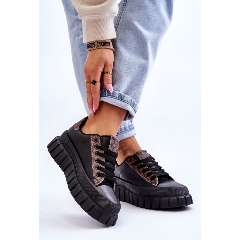 PG1 Sneakers da donna in pelle con plateau nere Alison nero 2