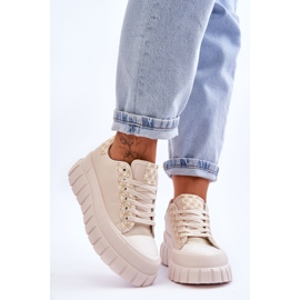 PG1 Sneakers da donna in pelle con plateau Beige Alison 1