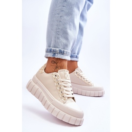 PG1 Sneakers da donna in pelle con plateau Beige Alison 2