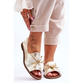 Ballerinas in pelle femminile Zazoo 2660/007 oro d'oro 1