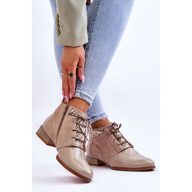 Stivali stringati in pelle Maciejka 05953-04 Beige 2