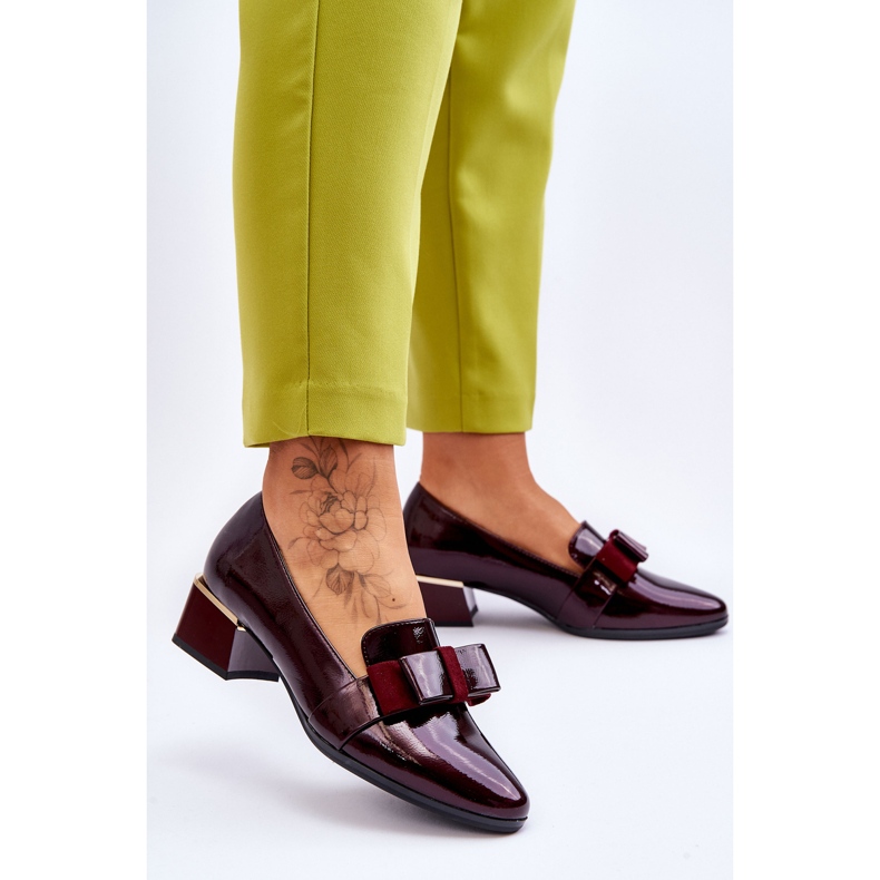 Vinceza Décolleté laccate alla moda con fiocco decorativo bordeaux Shira rosso 2