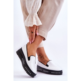 S.Barski Scarpe da ginnastica con plateau in pelle senza lacci Madeline bianca 2
