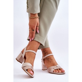 Sergio Leone SK898 Sandali Tacco Basso Beige 2
