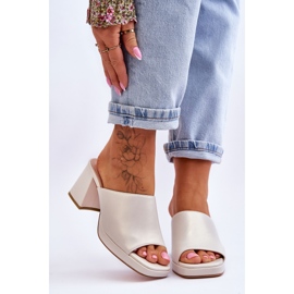 Ciabatte alla Moda con Tacco Sergio Leone KL322 Perla beige 1