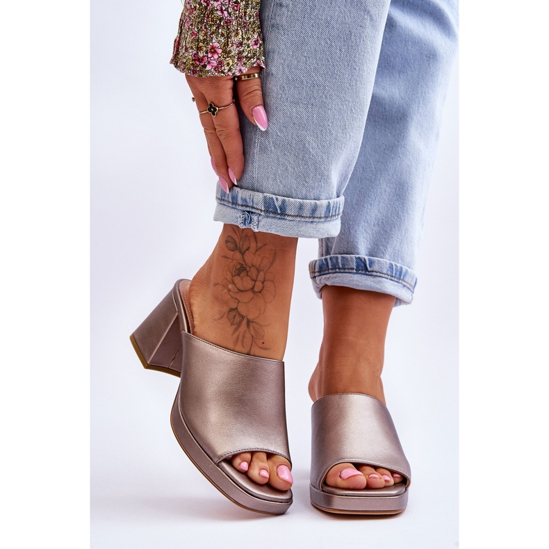 Pantofole alla moda con tacco alto Sergio Leone KL322 Argento scuro 1