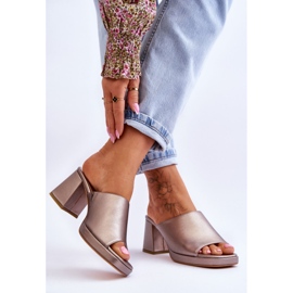 Pantofole alla moda con tacco alto Sergio Leone KL322 Argento scuro d'argento 2