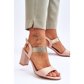S.Barski Sandali da donna con tacco alto in pelle scamosciata beige Enjoy 2