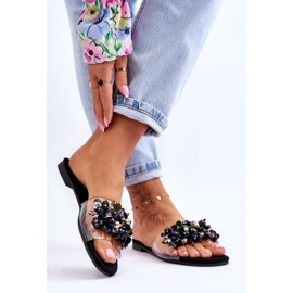 Pantofole Donna Con Pietre Decorative S.Barski KV-576-3 Nere nero 2
