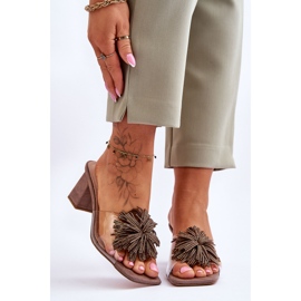 Pantofole trasparenti alla moda con tacco alto S.Barski KV-AP658-1 Marrone 1