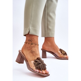 Pantofole trasparenti alla moda con tacco alto S.Barski KV-AP658-1 Marrone 2