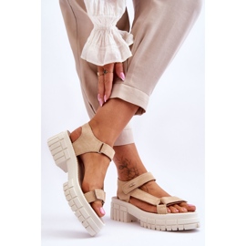 Sandali da donna in pelle scamosciata Big Star LL276036 Beige 2
