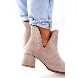 Lewski Shoes Stivaletti da donna in pelle scamosciata con ritagli Lewski Cappuccino 3074 / B beige 3