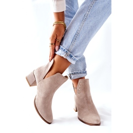 Lewski Shoes Stivaletti da donna in pelle scamosciata con ritagli Lewski Cappuccino 3074 / B beige 2