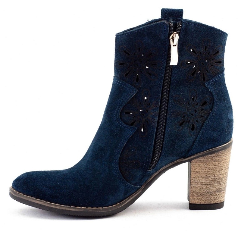 Olivier Stivali traforati con tacco alto Lena blu navy 1