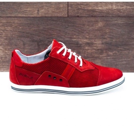 Polbut Scarpe casual da uomo 1801P rosso nabuk 1