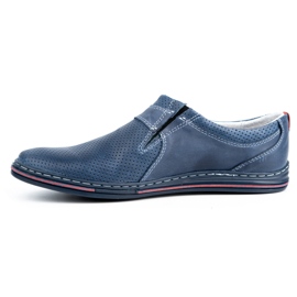 Polbut Scarpe da uomo in pelle 362 con perforazione blu navy 1