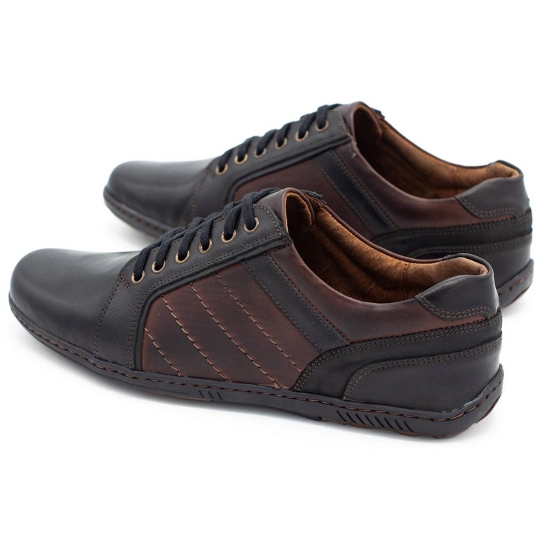 Mario Pala Scarpe da uomo in pelle 616 nere con marrone 1