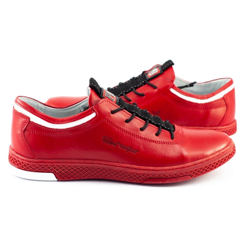 Polbut Scarpe casual da uomo in pelle K23 rosse rosso 2