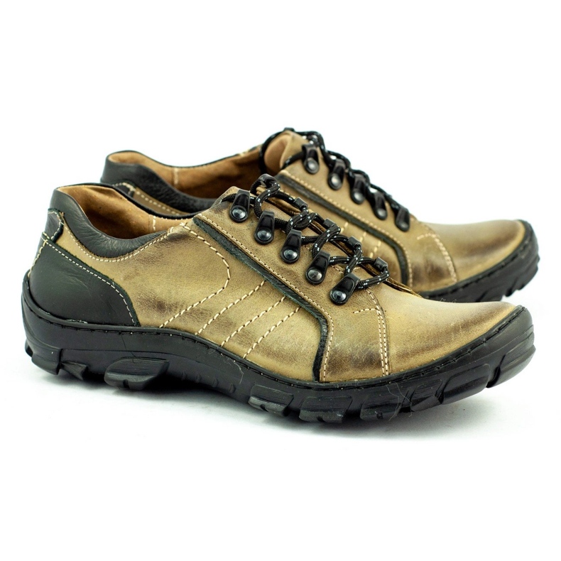 KOMODO Scarpe da trekking da uomo in pelle 904 multicolore verde 1