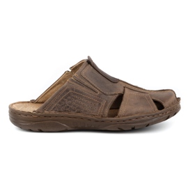 Polbut Pantofole da uomo in pelle 312 marrone 1