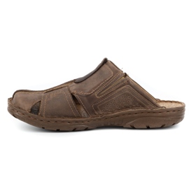 Polbut Pantofole da uomo in pelle 312 marrone 2