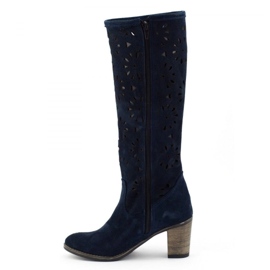 Olivier Stivali blu navy traforati con tacco alto 1