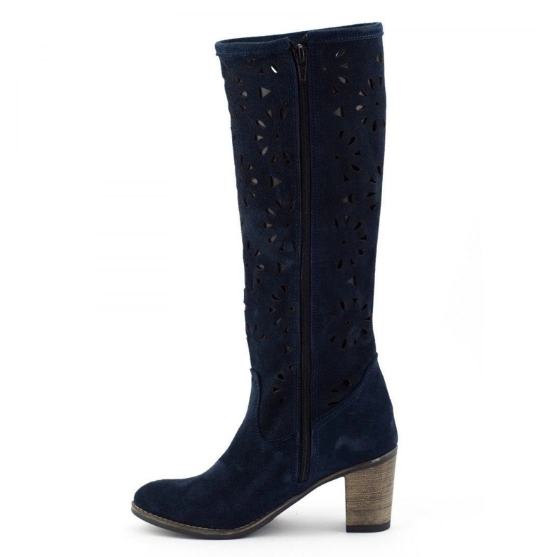 Olivier Stivali blu navy traforati con tacco alto 1