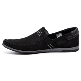 KOMODO Mocassini da uomo in pelle 876 camoscio nero 1