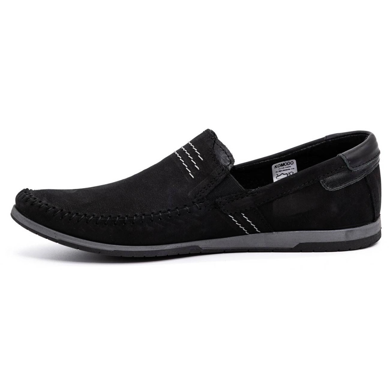 KOMODO Mocassini da uomo in pelle 876 camoscio nero 1