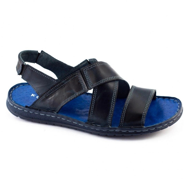 KOMODO Sandali da uomo in pelle 882K blu navy scuro 2