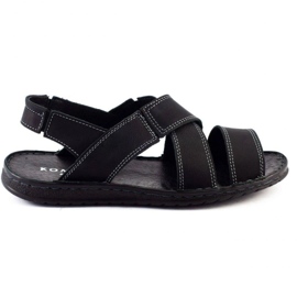 KOMODO Sandali da uomo in pelle nera 882K nero 1