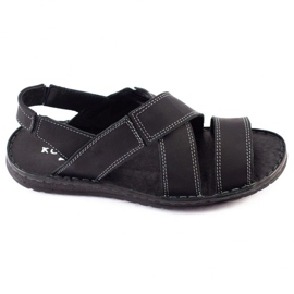 KOMODO Sandali da uomo in pelle nera 882K nero 2