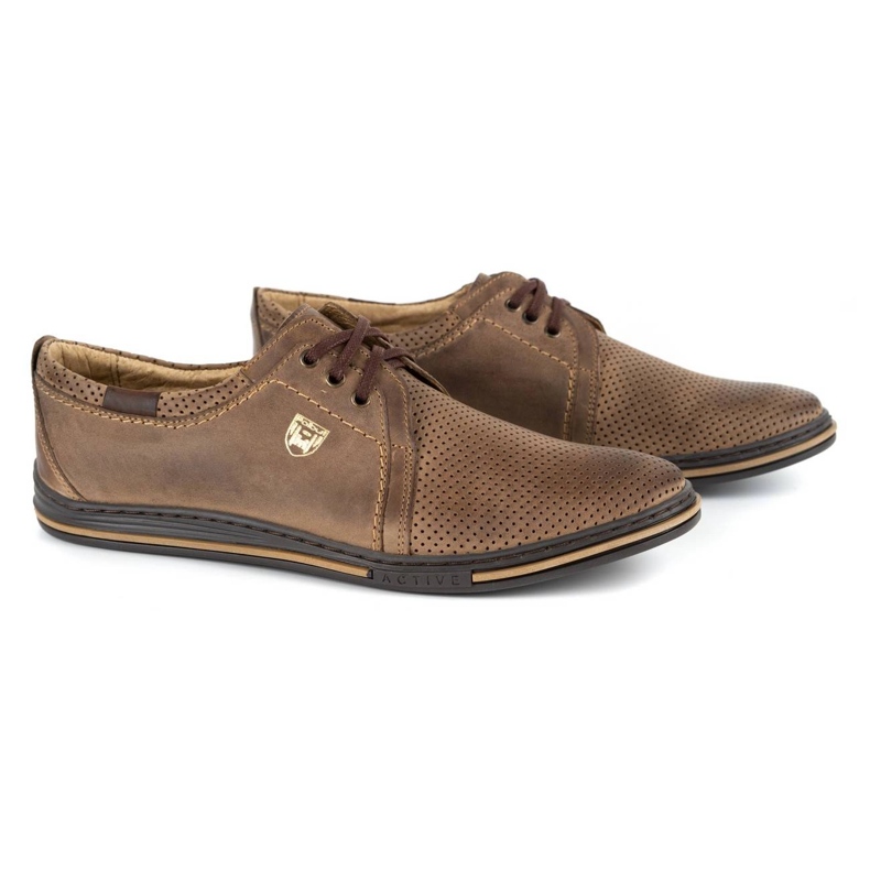 Polbut Scarpe da uomo in pelle 343 perforazione marrone 2
