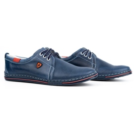 Polbut Scarpe da uomo in pelle 343, perforazione blu navy 1