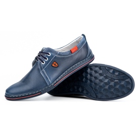 Polbut Scarpe da uomo in pelle 343, perforazione blu navy 2