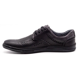 Polbut Scarpe da uomo in pelle 402 estate nera con grigio multicolore 2