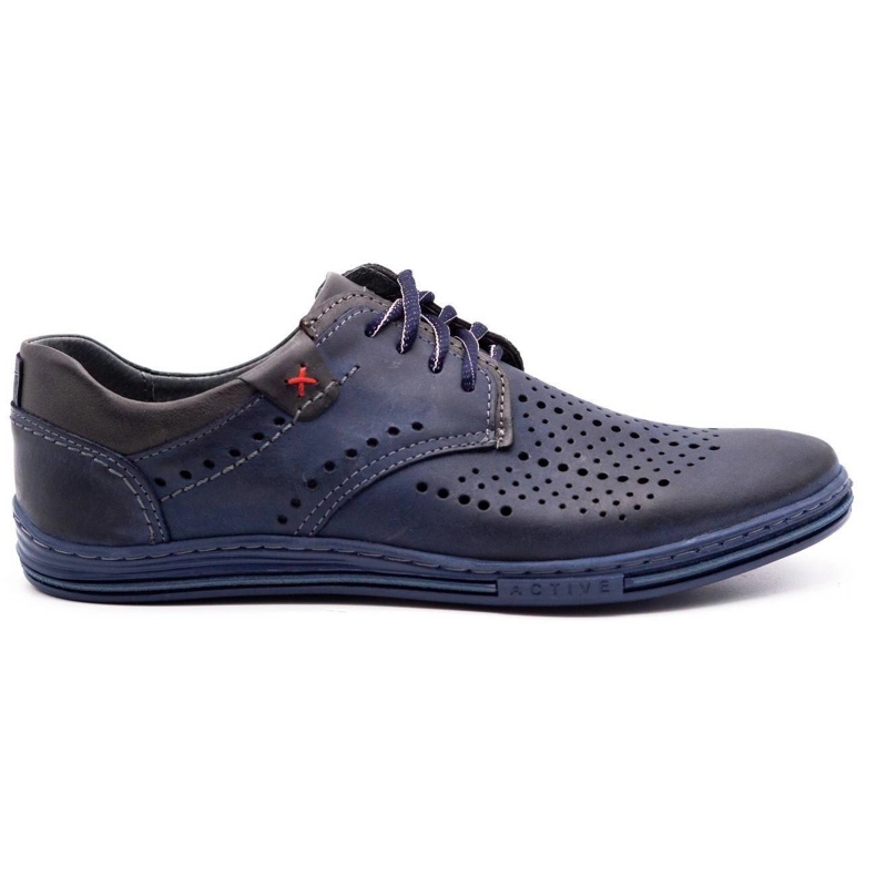 Polbut Scarpe in pelle per uomo 402 estate blu navy con grigio 1
