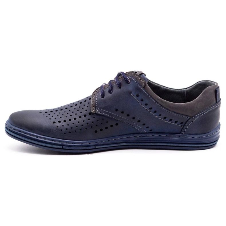 Polbut Scarpe in pelle per uomo 402 estate blu navy con grigio 2