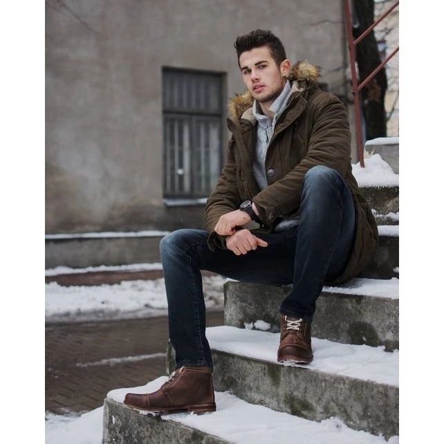Olivier Stivali invernali da uomo stivali da neve 120 marrone 1
