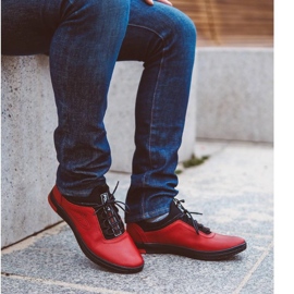 Polbut Scarpe casual da uomo in pelle rosse K24 con fondo nero rosso 1