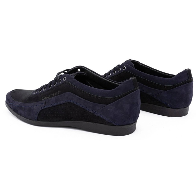 Polbut Scarpe casual da uomo 2101P in nabuk blu navy con nero 1