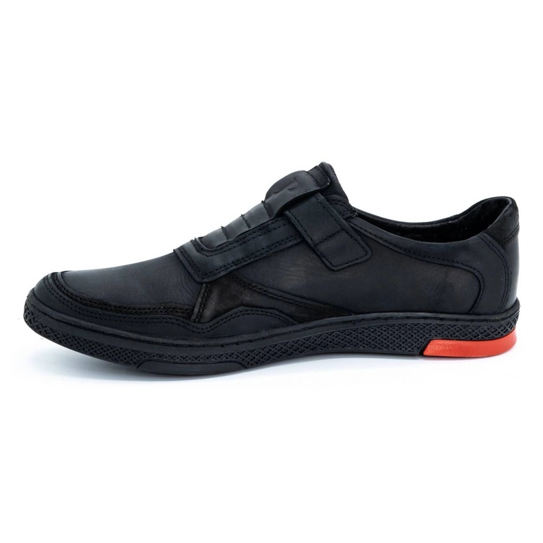 Polbut Scarpe casual da uomo in pelle 2102 nere con rosso nero 1