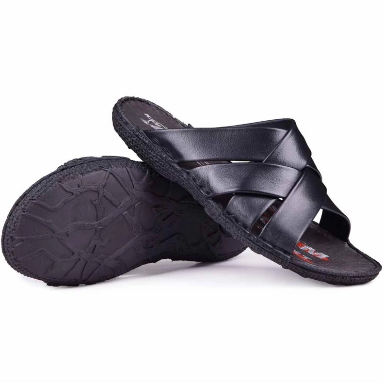 Kampol Pantofole da uomo in pelle 214/5 nere nero 1