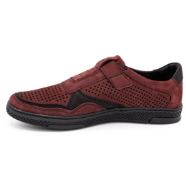 Polbut Scarpe casual da uomo in pelle 2102L bordeaux rosso 1