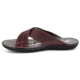 Kampol Ciabatte da uomo in pelle 200/34/P bordeaux rosso 1
